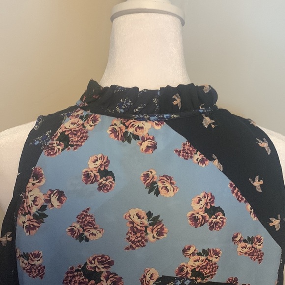 Parker Anastasia Bird Floral Patchwork Cold Shoulder Silk Dress Parker - Picture 5 of 10